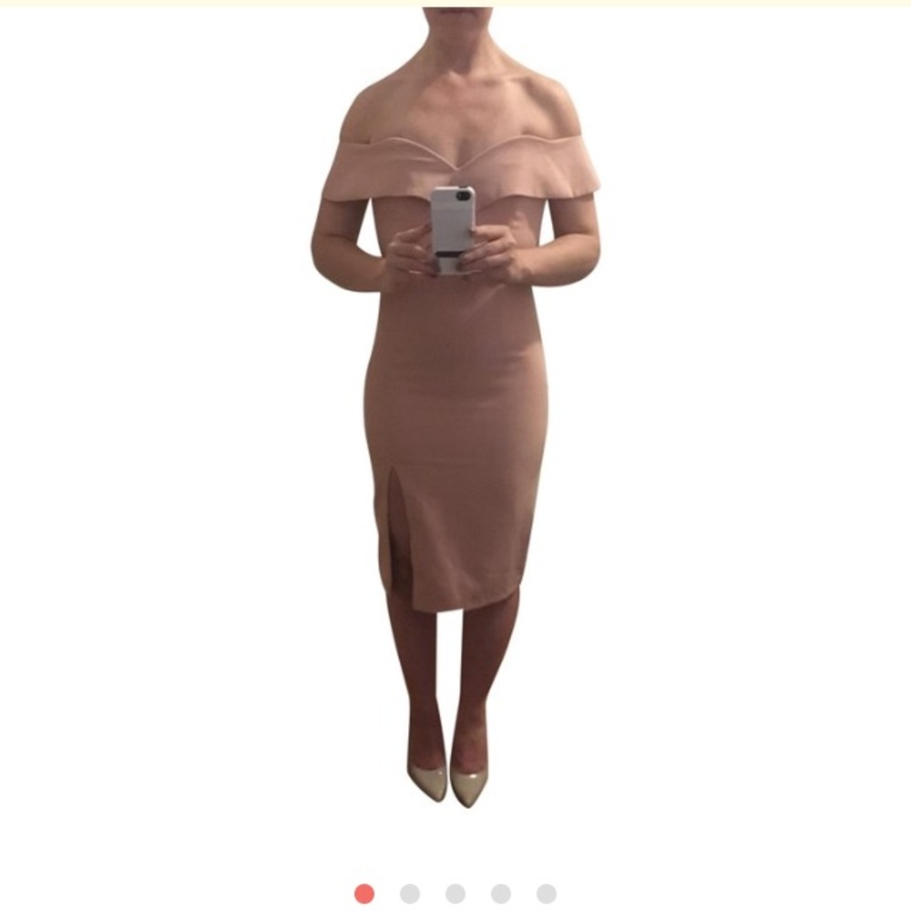 Bardot blush strapless dress w/ slit NWT